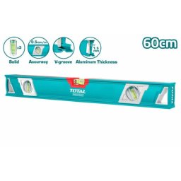 Nivela cu bula TOTAL 60 cm, precizie 0,5 mm/m, 3 fiole, canal V