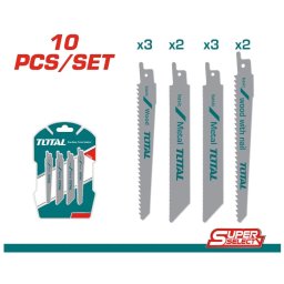 Set lame fierastrau sabie TOTAL BI-Metal pentru lemn si metal, 10 buc