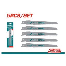 Set 5 lame pentru fierastrau sabie pentru lemn, 150 mm, 6TPI - TOTAL