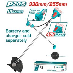 Motocoasa si trimmer TOTAL 40V Li-Ion, brushless, 2 în 1, fara acumulator
