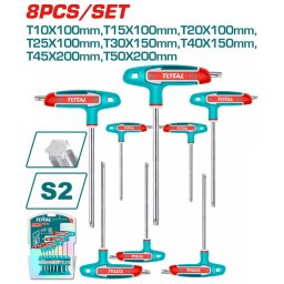 Set 8 chei Torx in T TOTAL, otel S2, maner ergonomic, uz industrial