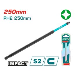 Bit de impact TOTAL PH2 250 mm, otel S2, magnetic, prindere hex 1/4