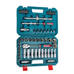 Trusa chei tubulare Total 1/2 cu clichet 72T, 62 piese din Cr-V