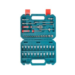 Trusa chei tubulare 1/4 TOTAL cu clichet, 46 piese Cr-V, cutie compacta