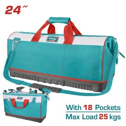 Geanta pentru scule TOTAL 60 cm (24”), cu baza ranforsata si 18 buzunare