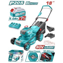 Masina de tuns iarba TOTAL 40V (2x20V), 46 cm, 60L, cu 2 acumulatori 5Ah si încarcator
