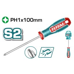 Surubelnita Phillips PH1 TOTAL S2, 5 mm, 100 mm, varf magnetic industrial