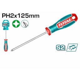 Surubelnita Phillips TOTAL PH2 125 mm, varf magnetic, otel S2, maner ergonomic
