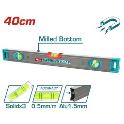 Nivela magnetica cu bula TOTAL 40 cm, 3 fiole, aluminiu 1,5 mm