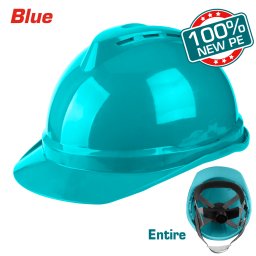Casca de protectie TOTAL din PE, albastra, cu ventilatie si reglaj cu clichet