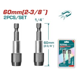 Set prelungitor bit magnetic TOTAL 60 mm, prindere 1/4" hex, 2 bucati
