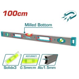 Nivela magnetica cu bula TOTAL 100 cm, industriala, 4 magneti, precizie 0,5 mm/m