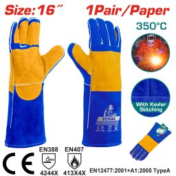 Manusi de sudor TOTAL din piele, marimea 16, cu cusaturi Kevlar