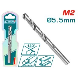 Burghiu pentru metal TOTAL M2 HSS 5.5 mm, unghi 130° (industrial)