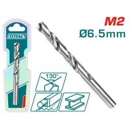 Burghiu pentru metal TOTAL M2 HSS 6,5 mm, 130°, pentru utilizare industriala