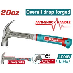Ciocan de dulgherie TOTAL 560 g, industrial, cu functie magnetica si maner antisoc