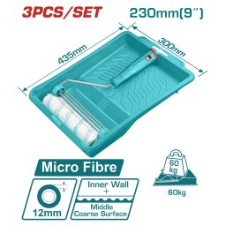 Set trafalet cu tava vopsea TOTAL 230 mm, rola microfibra 12 mm