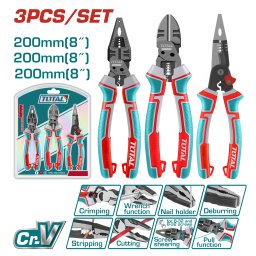 Set 3 clesti multifunctionali TOTAL Cr-V 200 mm, cu manere TPR si teflon