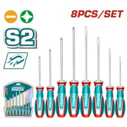 Set surubelnite TOTAL 8 piese SL/PH, otel S2 pentru montaj si reparatii