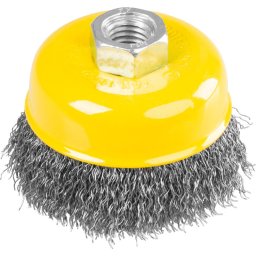 Perie cupa cu sarma ondulata Strend Pro 75 mm, M14x2, otel 0,3 mm