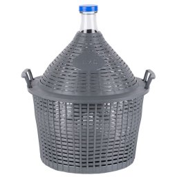 Damigeana din sticla 20 L pentru vin si tuica, cu cos plastic si manere