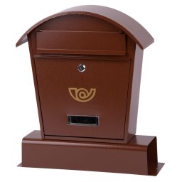 Cutie postala metalica Lambert A maro, cu tub pentru ziare si pliante
