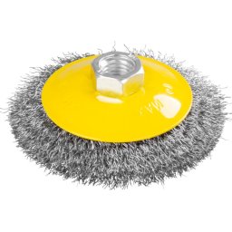 Perie cupa din sarma ondulata Strend Pro 100 mm, prindere M14, otel 0,3 mm