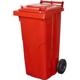 Pubela Europlast 120 L din HDPE, rosie, cu roti pentru colectarea deseurilor