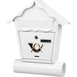 Cutie postala Nestor alba din metal cu tub pentru ziare, 37x10x44 cm