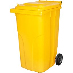 Pubela Europlast 240 L din plastic HDPE, galbena, cu roti si capac