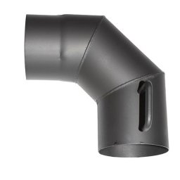Cot burlan fum 90° Ø120 mm din otel 1,5 mm, cu clapeta, V.A.P.K.