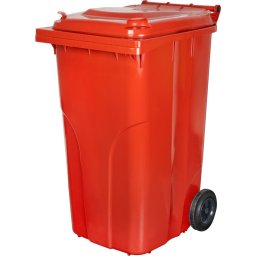 Pubela Europlast 240 L din HDPE, rosie, cu capac si roti pentru deseuri