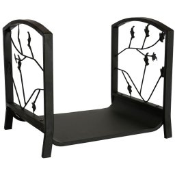 Suport pentru lemne de semineu Homefire LH068B, metal, negru, 46x36x41 cm