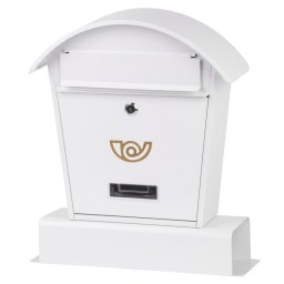 Cutie postala LAMBERT B alba din metal, cu tub pentru ziare si pliante