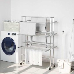 Uscator de rufe cu roti, 89x64x129 cm, aluminiu GartenMobel Dekor