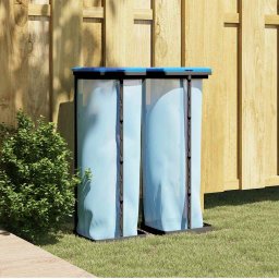 Suporturi saci de gunoi, 2 buc., negru si albastru, 120 L, PP GartenMobel Dekor