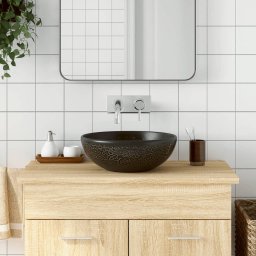 Lavoar de blat, negru, rotund, Φ41x14 cm, ceramica GartenMobel Dekor