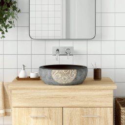 Lavoar de blat, negru si maro, rotund, Φ41x14 cm, ceramica GartenMobel Dekor