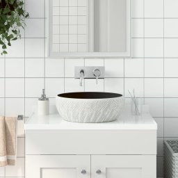Lavoar de blat, negru si gri, rotund, Φ41x14 cm, ceramica GartenMobel Dekor