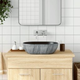 Lavoar de blat, negru si gri, 47x33x13 cm, ceramica, oval GartenMobel Dekor