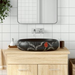 Lavoar de blat, negru, 59x40x15 cm, ceramica, oval GartenMobel Dekor