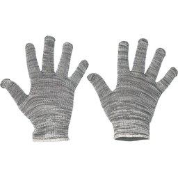 Manusi de lucru BULBUL 08/M tricotate nylon/bumbac, gri melanj (12 perechi)