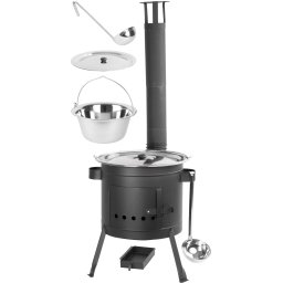 Set ceaun inox 13 L cu vatra Party si accesorii (capac, polonic, lingura)