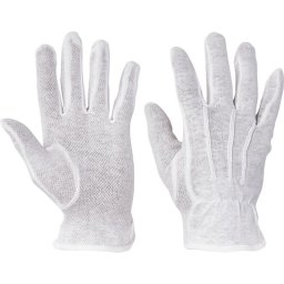 Manusi textile BUSTARD marimea 9/L, albe, cu puncte PVC pentru aderenta