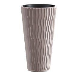 Ghiveci înalt cu insertie Prosperplast Sandy Slim 400, mocca, textura verticala