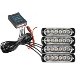 Kit 4 lumini stroboscop 7 functii 12V Galben