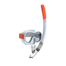 Kit scufundări mască anti-aburire și tub supapă snorkeling 100 Gri