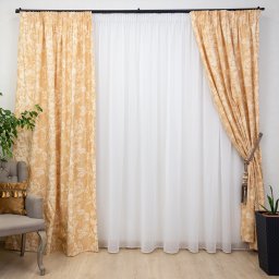Set 2 draperii bumbac, Hiko Nostalgie Garden Wheat, taupe deschis, cu rejansa Premium creion de 6,5cm