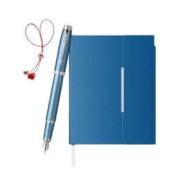 Set Stilou IM Rituals albastru cu accesorii cromate + Agenda Velvet B6 albastra