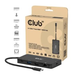 CLUB3D CSV-2552 9-1 Dual HDMI Cu display USB-C Hub PD3.0 100W